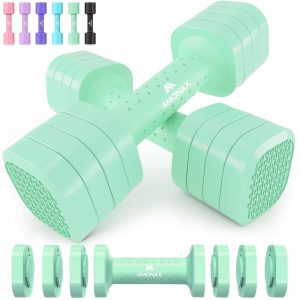 Amonax Adjustable Dumbbells Set, 1kg/2kg/3kg/4kg/5kg Dumbbell Pair, 4-in-1 and 5-in-1 Weights Dumbbells Set Women Men, Free Weights for Home Gym, Workout Hand Weights for...