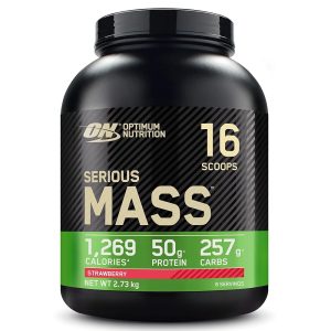 Optimum Nutrition Serious Mass Protein Powder High Calorie Mass Gainer with Vitamins, Creatine and Glutamine, Strawberry, 8 Servings, 2.73 kg, Packaging May Vary