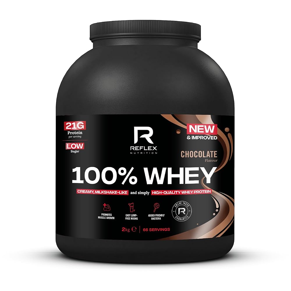 Reflex Nutrition 100% Whey Protein - 80% Pure Whey Protein - EAA Amino Acids - No Added Sugar - Whey Protein Powder for Pre Workout & Post Workout Recovery (Chocolate, 2kg, 66...